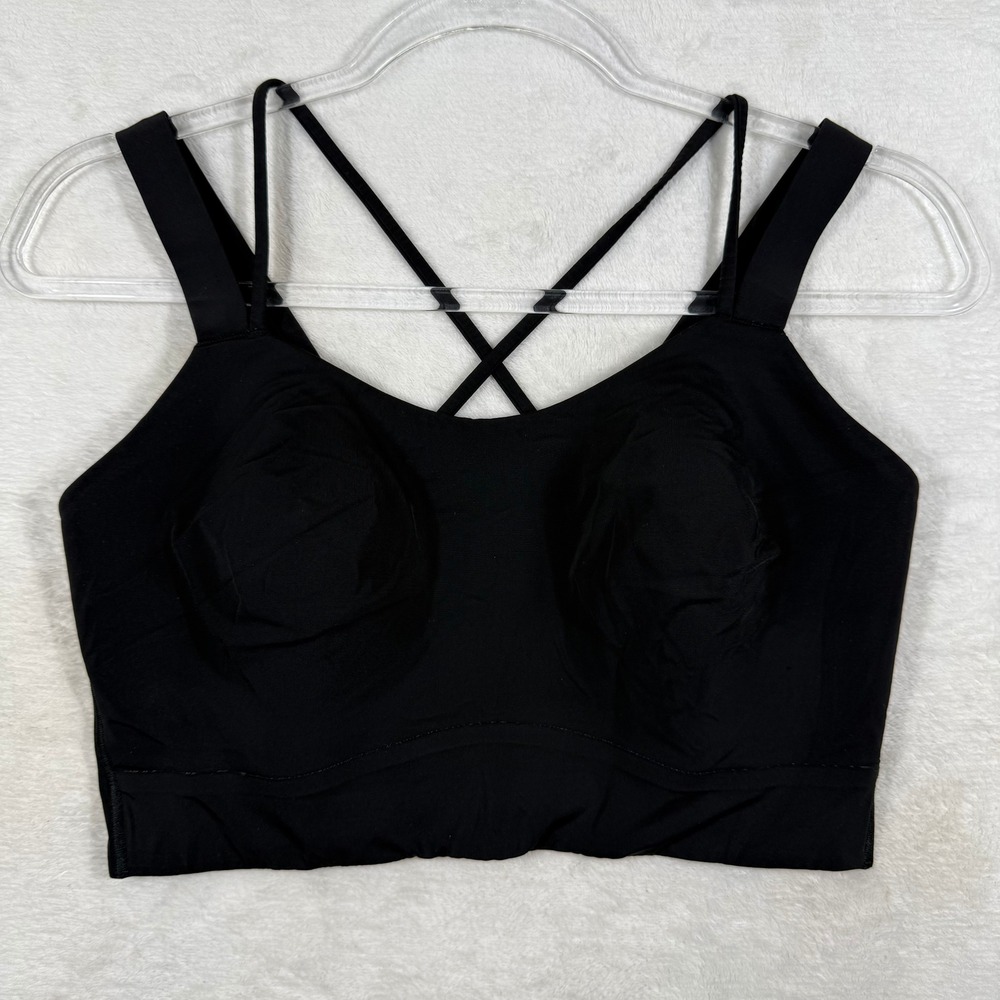 Lululemon Like a Cloud Longline Sports Bra Black Strappy Cross Back Size 8